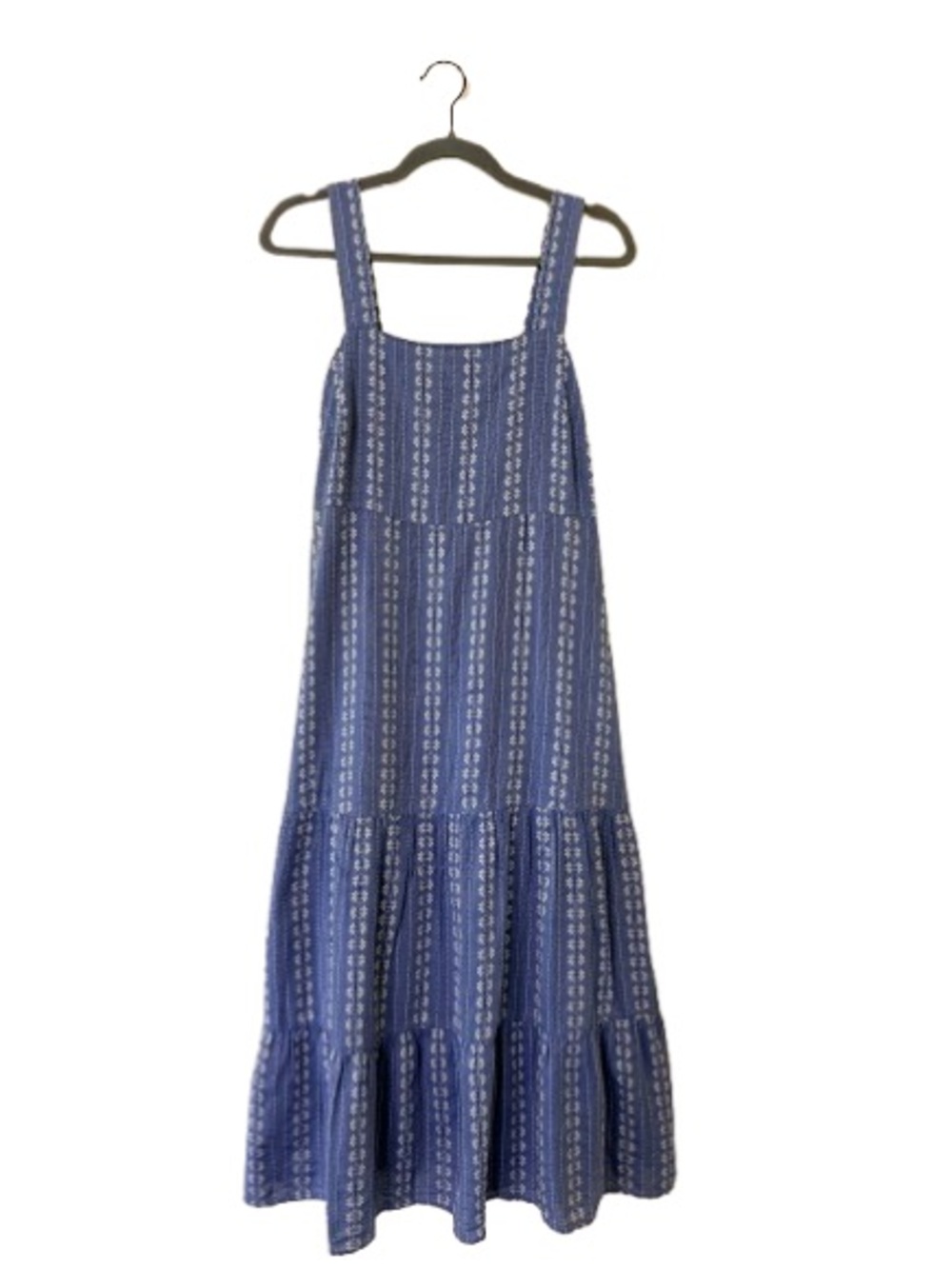 Madewell Blue Floral Tiered Midi Dress Women’s 2 Square Neck Cottagecore Pockets - Picture 4 of 9